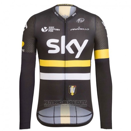 2016 Fahrradbekleidung Sky Gelb Trikot Langarm und Tragerhose